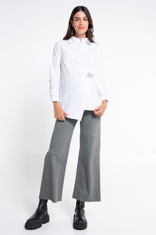 Ohma! Camisa formal premam&aacute; con nudo blanco