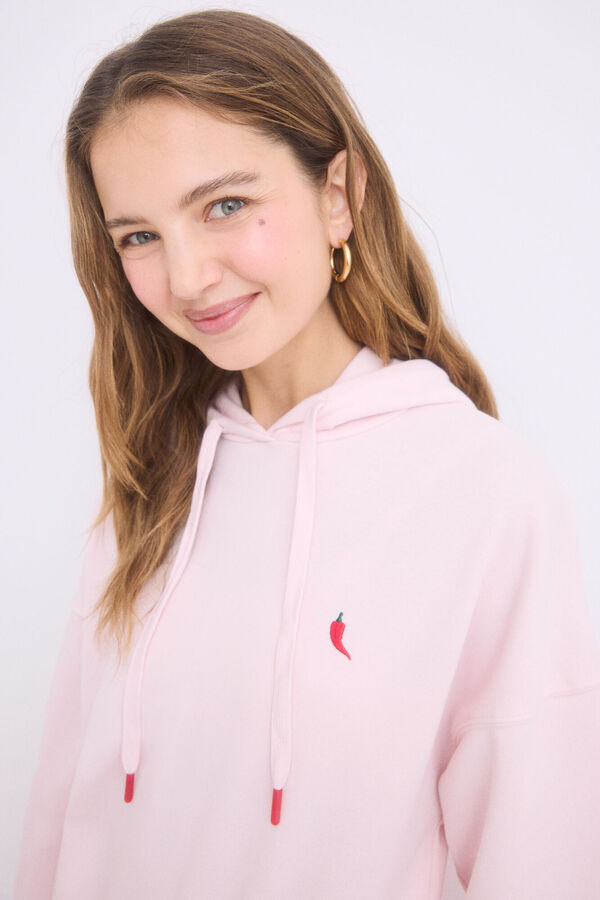 HI&BYE Sweatshirt de capuz rosa de algod&atilde;o rosa