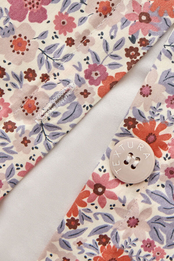 Textura Funda n&oacute;rdica algod&oacute;n sostenible flores azul