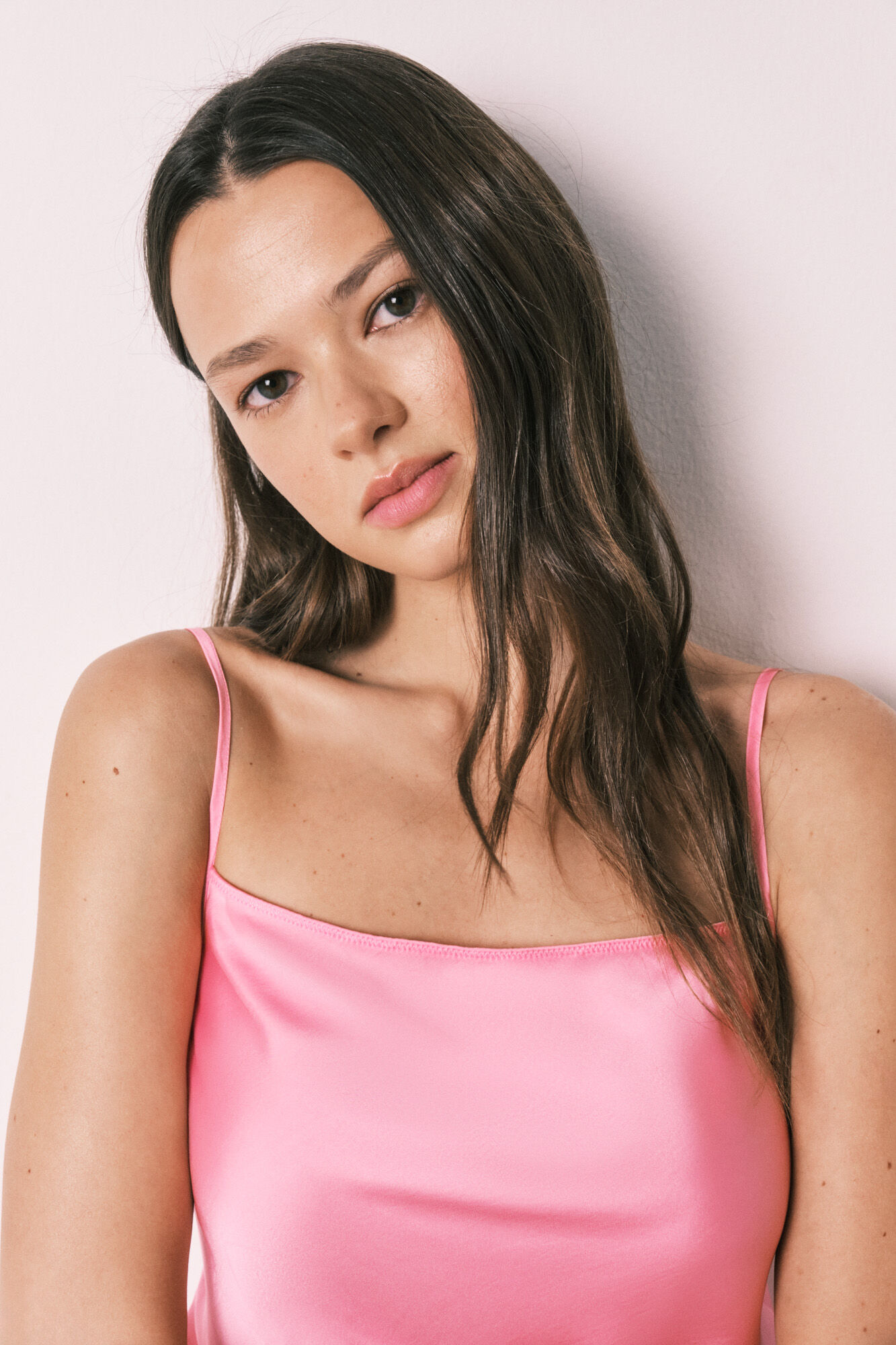 Women'secret Camisa de dormir midi de al&ccedil;as em cetim rosa