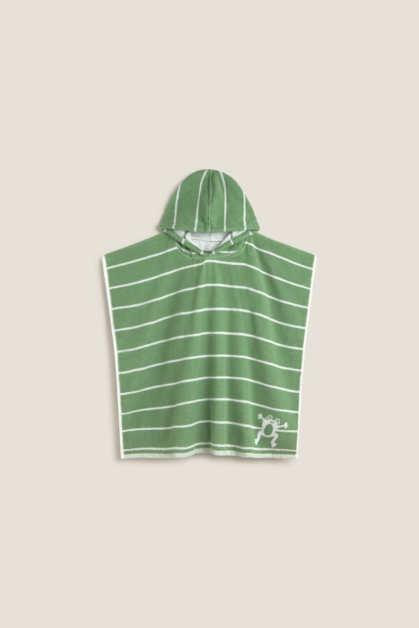 Textura Toalla poncho rayas kaki