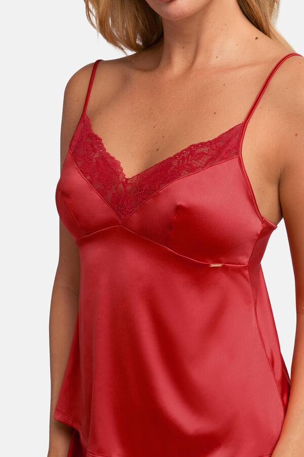 Dorina Top sat&eacute;n con encaje rojo