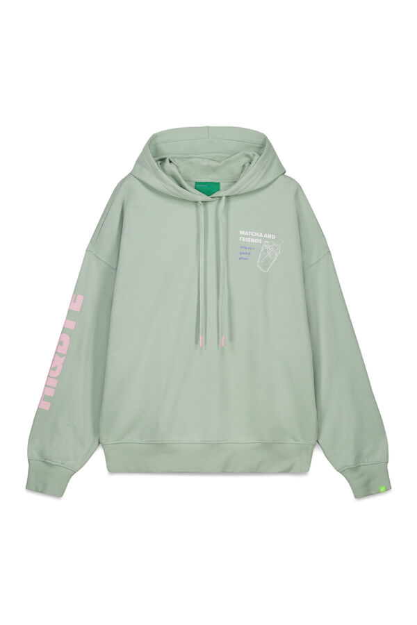 HI&BYE Sweatshirt com capuz em felpa de algod&atilde;o verde verde