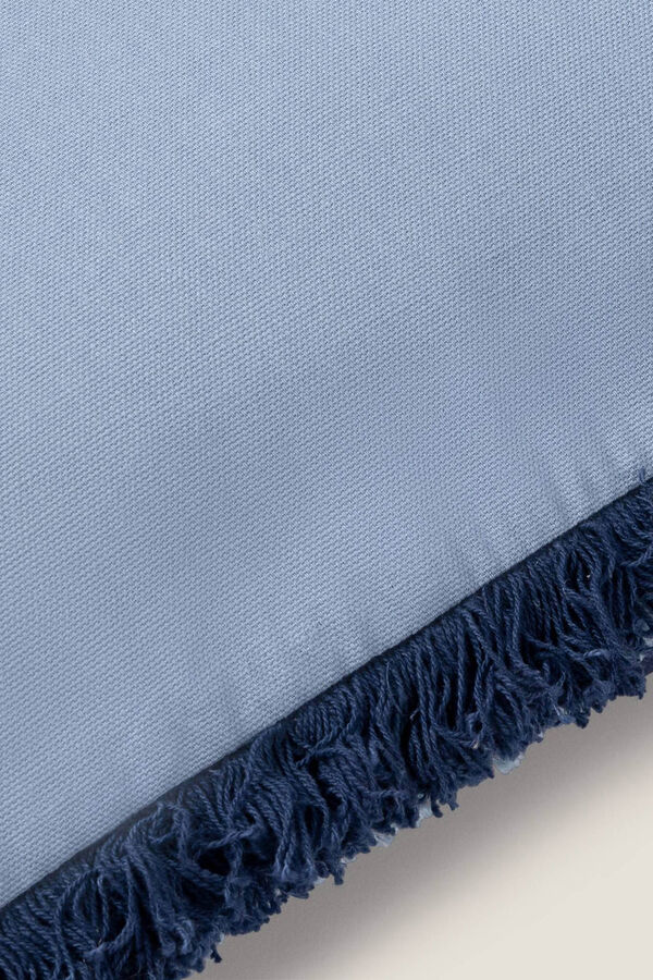 Textura Funda coj&iacute;n flecos algod&oacute;n 45x45cm. azul