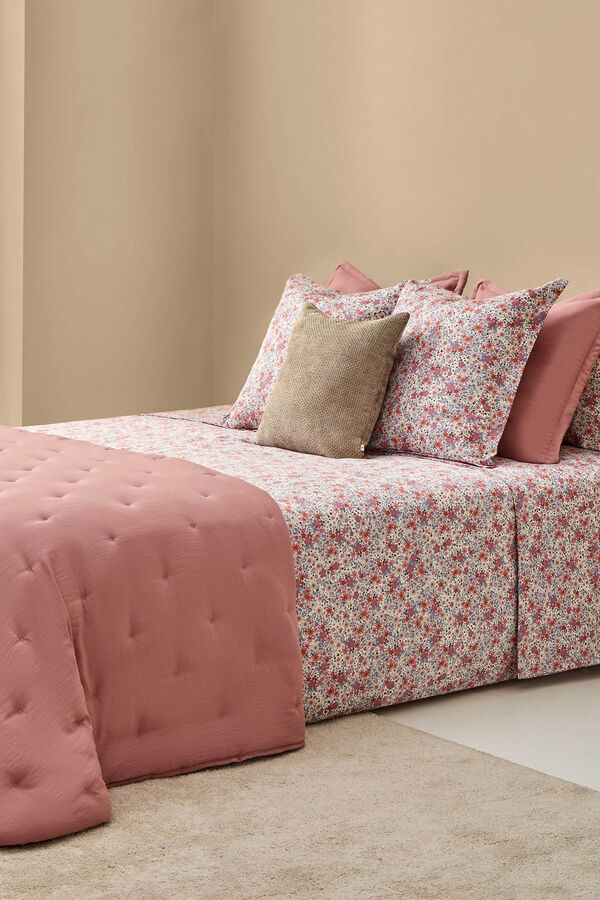 Textura Funda n&oacute;rdica algod&oacute;n sostenible flores azul