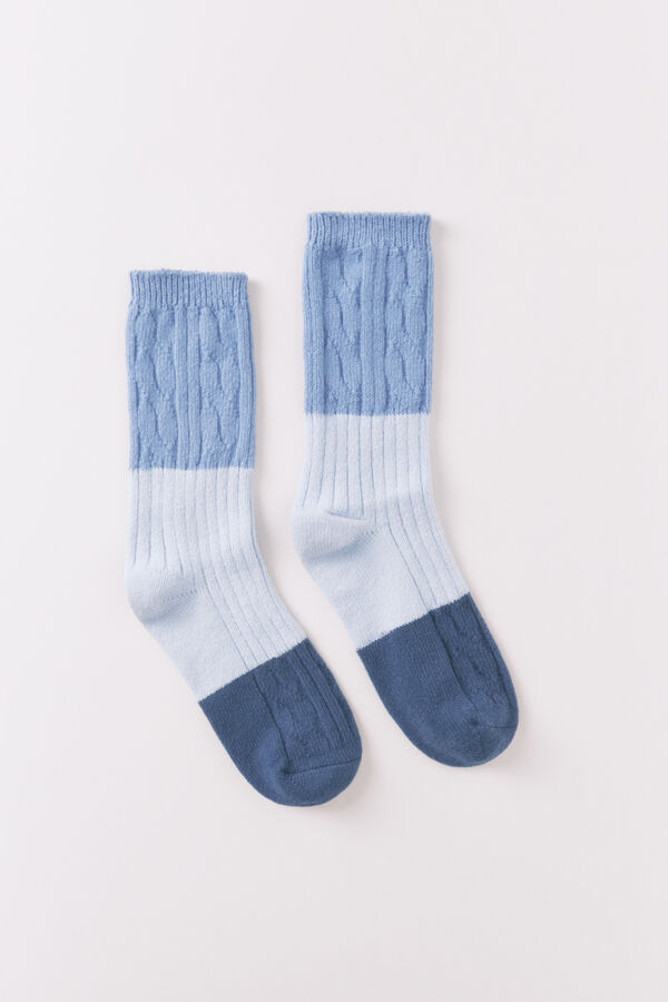 Women'secret Meias compridas azuis com textura mista azul