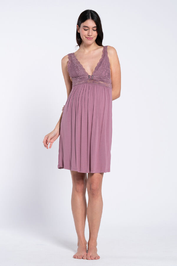 Ohma! Camis&oacute;n lencero con encaje&nbsp;premam&aacute; morado/lila