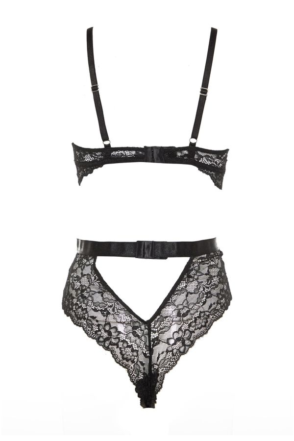 Trendyol Body de manga comprida em renda preto