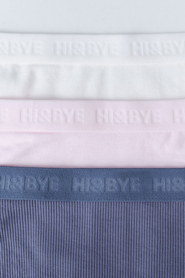 HI&BYE Pack 3 bragas brasile&ntilde;as azul, blanco, rosa blanco