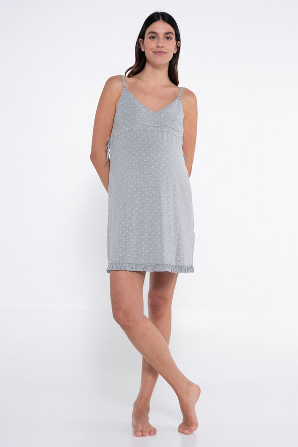 Ohma! Camisón lactancia estampado de tirantes gris