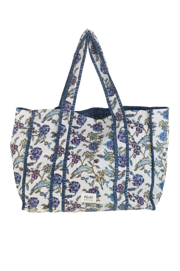 Kbas Bolsa de flores de algod&atilde;o azul