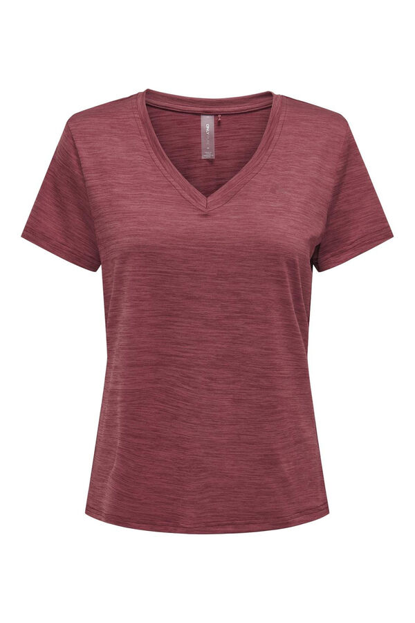 Only Play Camiseta manga curta com gola em V vermelho