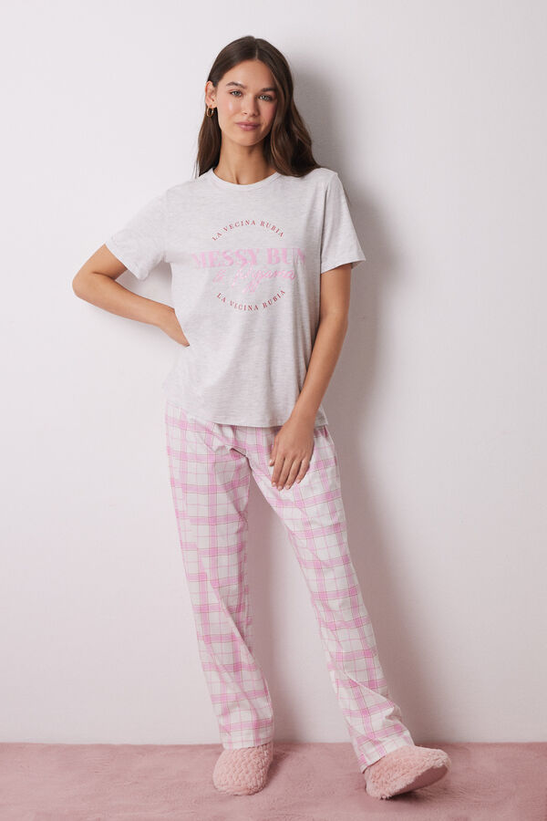 Women'secret Pijama algod&oacute;n manga corta La Vecina Rubia gris