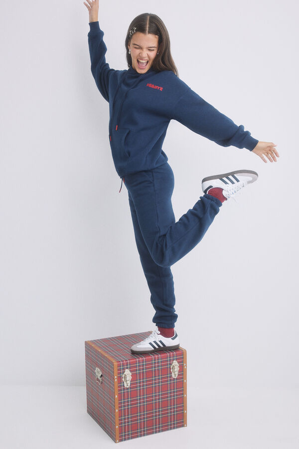 HI&BYE Pantal&oacute;n jogger felpa azul navy azul