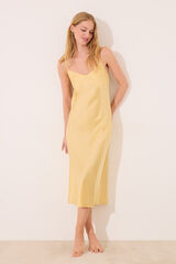 Women'secret Camis&oacute;n lencero largo sat&eacute;n amarillo amarillo