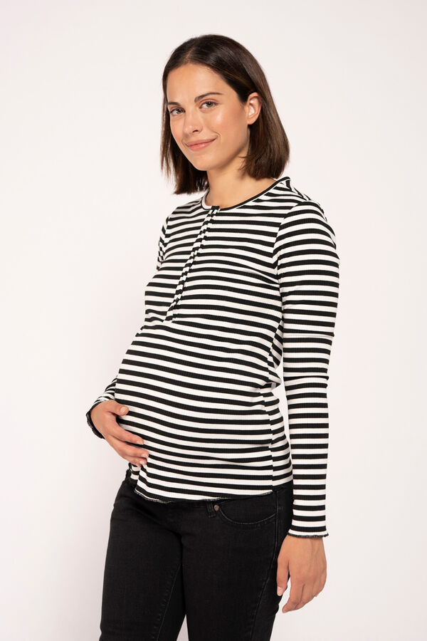 Ohma! Camiseta Lactancia Canalé A Rayas negro