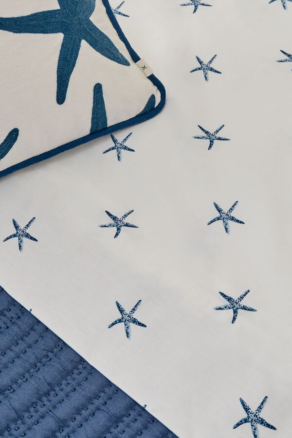 Textura Len&ccedil;ol de algod&atilde;o estrela do mar azul
