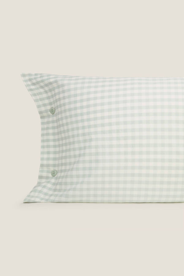 Textura Capa de almofada algod&atilde;o quadrados vichy azul