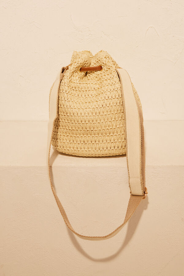 Women'secret Bolso bucket rafia nude