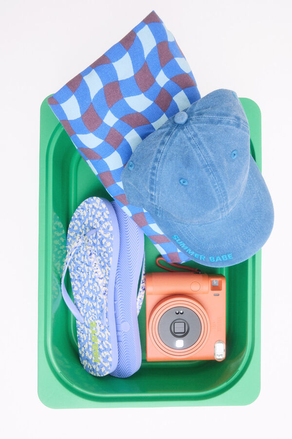 HI&BYE Chanclas print leopardo azul logo estampado