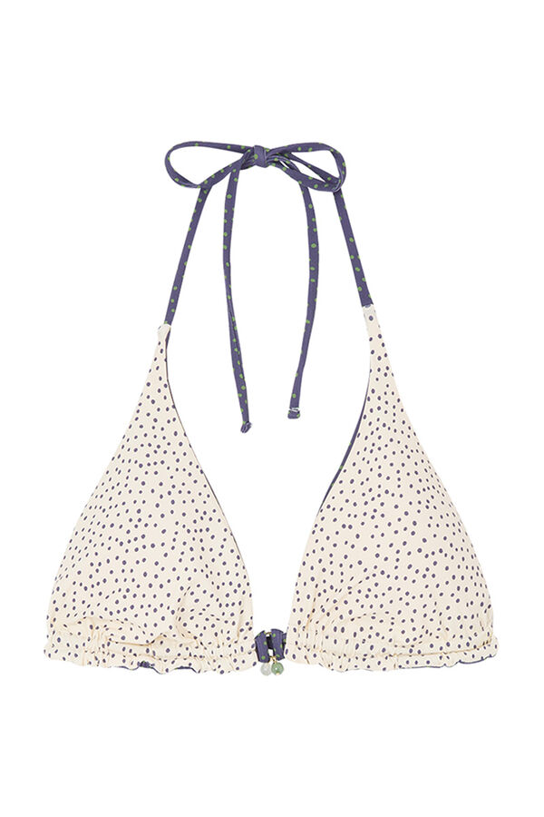 Women'secret Top bikini triangular halter reversible topos estampado