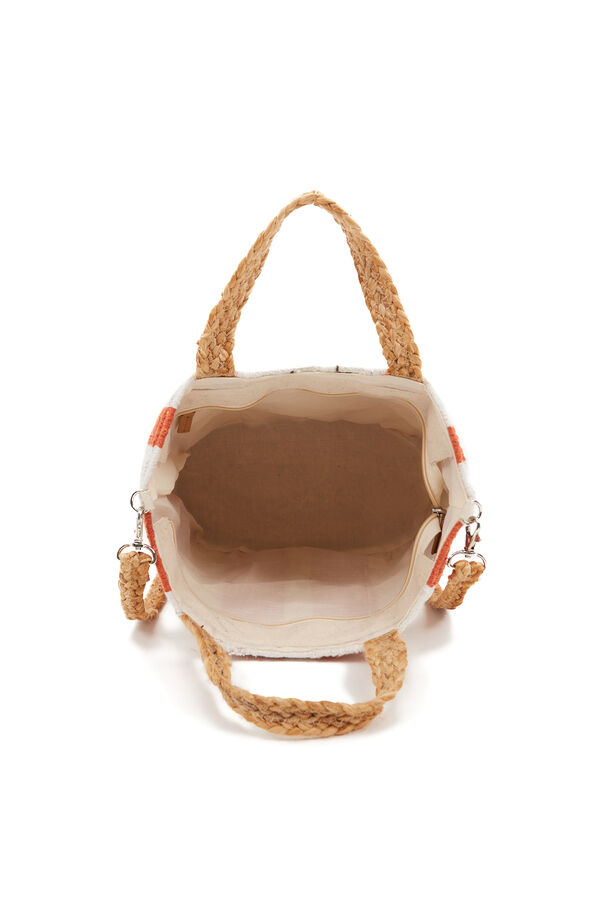 Abbacino Cesta pequena de ráfia riscas vermelho