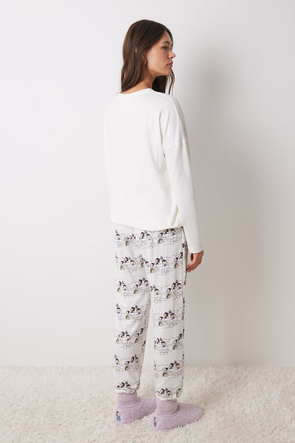 Women'secret Pijama largo punto Snoopy marfil