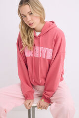 HI&BYE Sweatshirt de capuz rosa de algod&atilde;o rosa