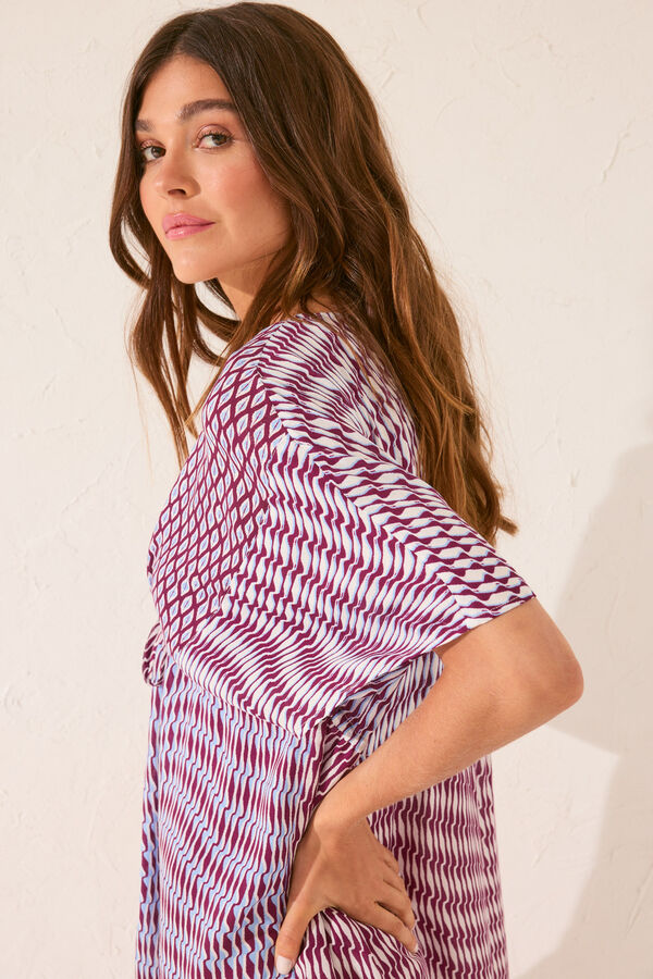 Women'secret T&uacute;nica de crepe de viscose com estampado multicolorida estampado