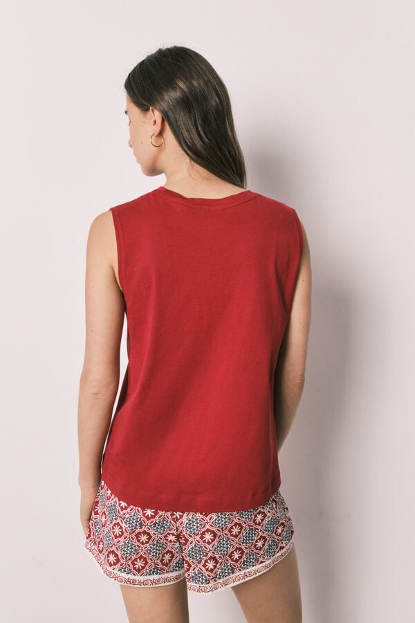 Women'secret Pijama curto sem mangas em algod&atilde;o Snoopy vermelho