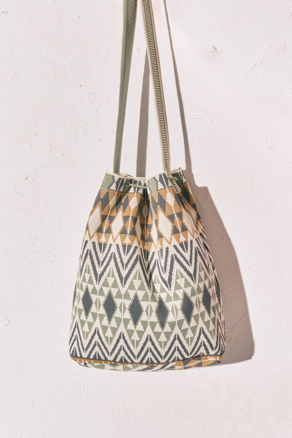 Women'secret Mala saco estampado jacquard caqui