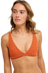 Roxy Top de bikini triangular textura naranja