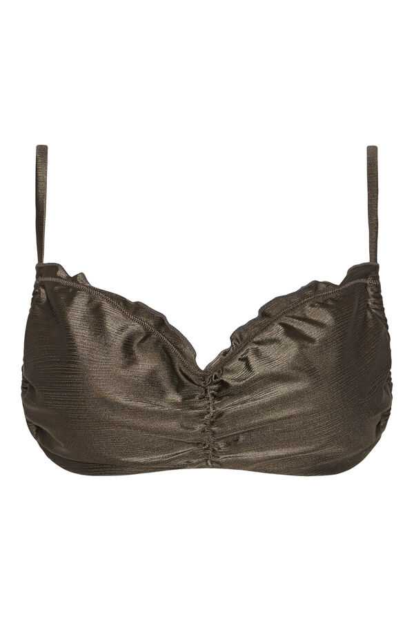 Pieces Top biquíni bandeau cor metalizada e decote franzido. verde