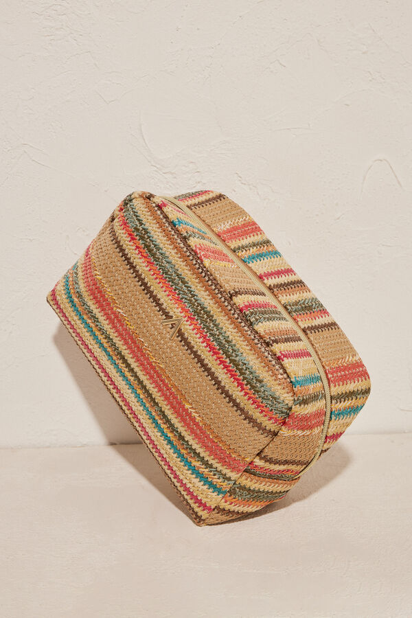 Women'secret Neceser mediano rafia brillo kaki