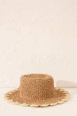 Women'secret Sombrero playa rafia ondulado nude