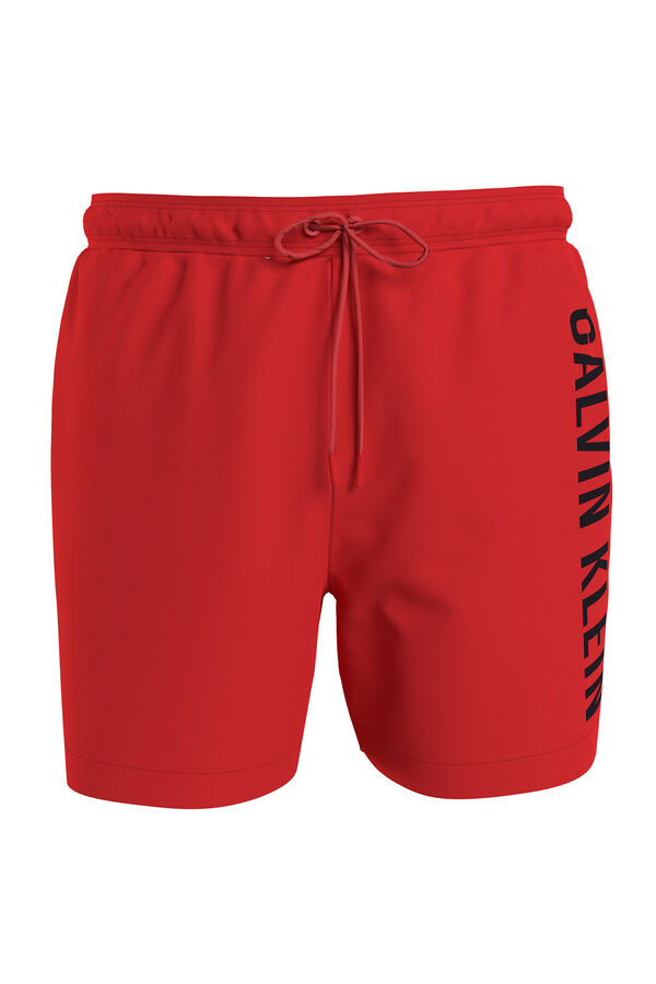 Calvin Klein Ba&ntilde;ador de largo medio con cord&oacute;n  rojo
