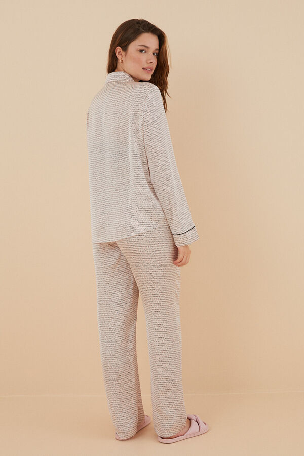 Women'secret Pijama camisero sat&eacute;n rombos blanco