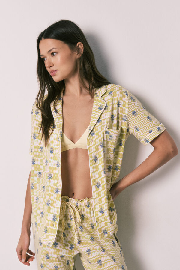 Women'secret Pijama comprido camiseiro em algod&atilde;o estampado estampado