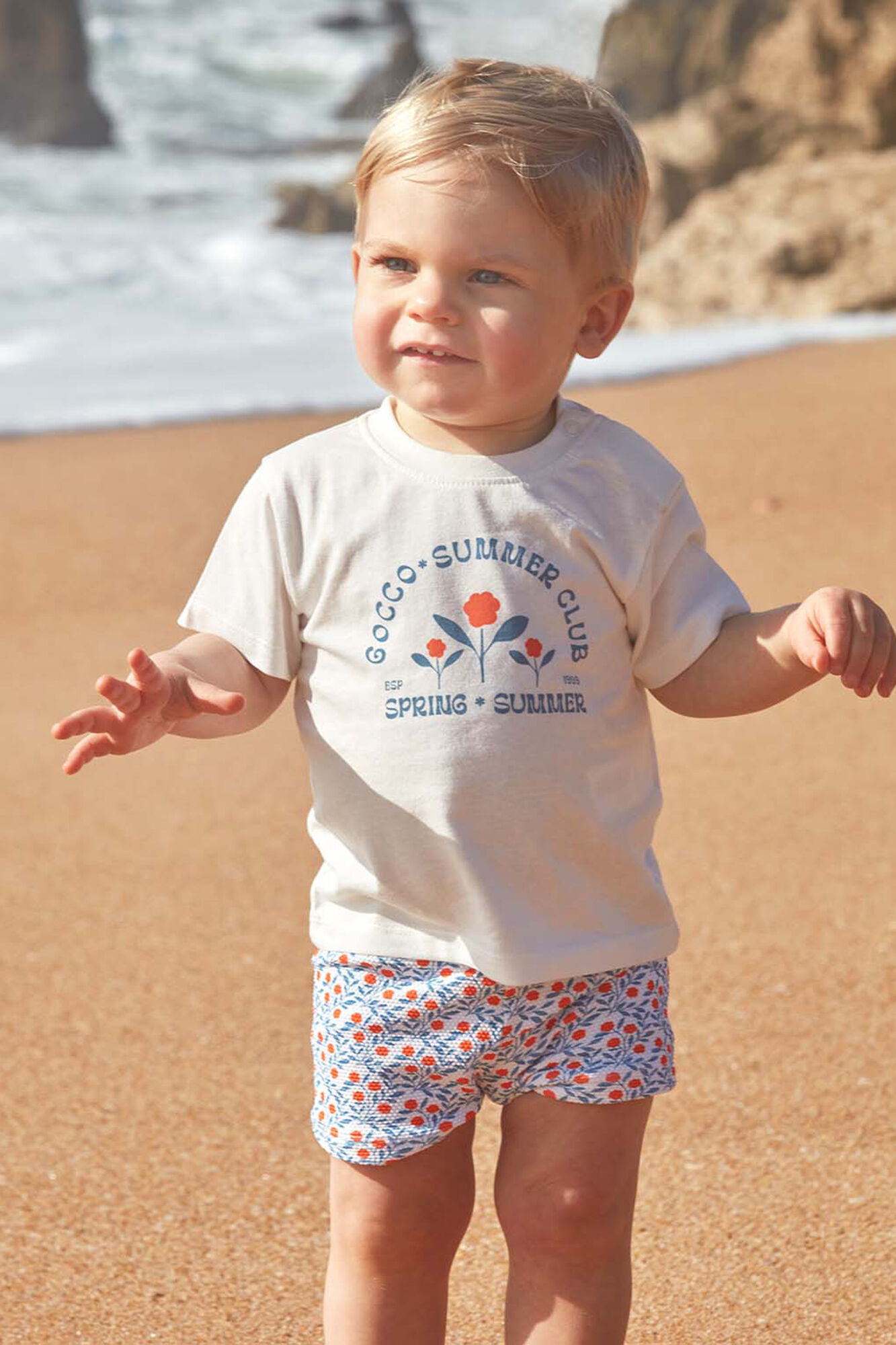 Gocco Ba&ntilde;ador de estampado ramas floral blanco