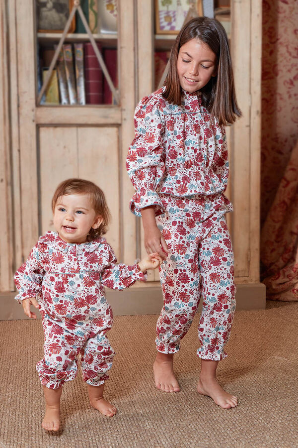 Gocco Pijama com impresso de flores rosa rosa