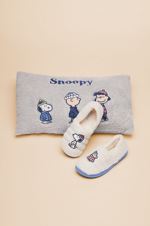 Women'secret Zapatillas casa pelo Snoopy marfil