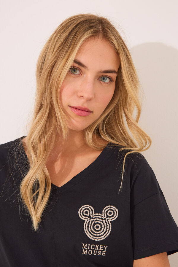 Women'secret Pijama curto 100% algodão com estampa do Mickey Mouse preto