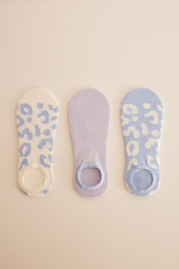 Women'secret Pack 3 calcetines invisibles algod&oacute;n animal print estampado