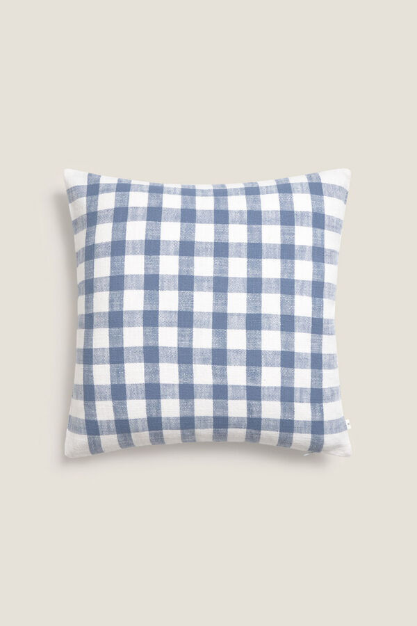 Textura Capa de almofada de algodão xadrez azul