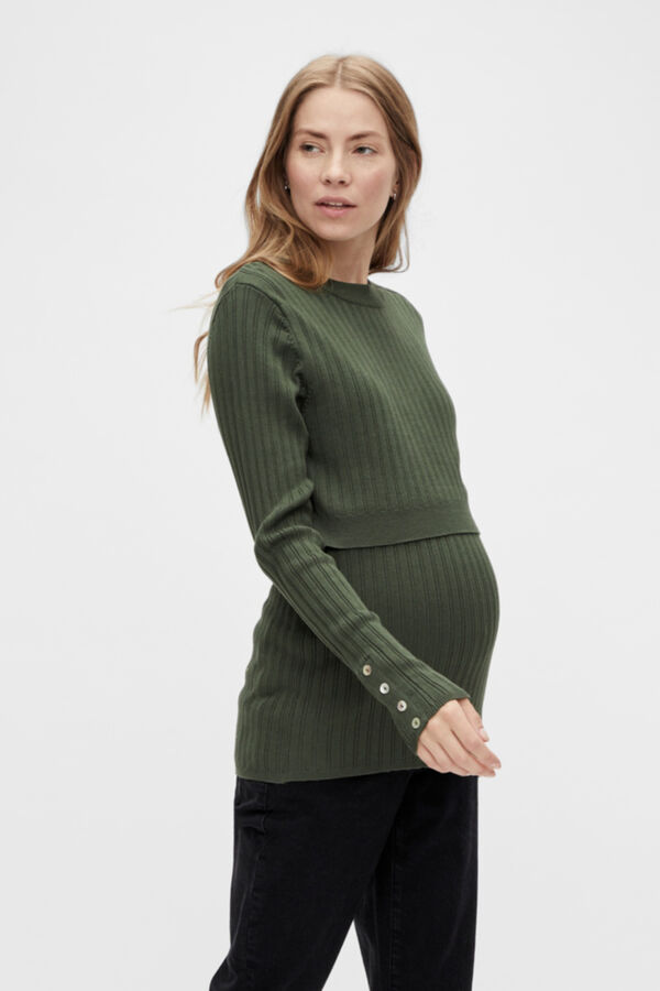 Mamalicious Top canelado dupla fun&ccedil;&atilde;o  verde