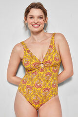 Gisela Fato de banho sem aro tecido étnico branco