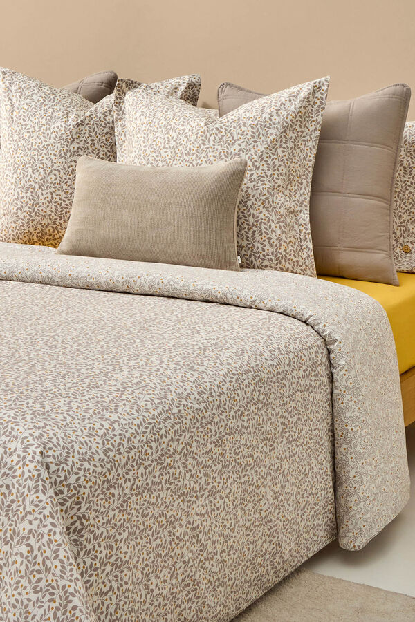 Textura Folhas de capa de edred&atilde;o de algod&atilde;o sustent&aacute;vel estampado