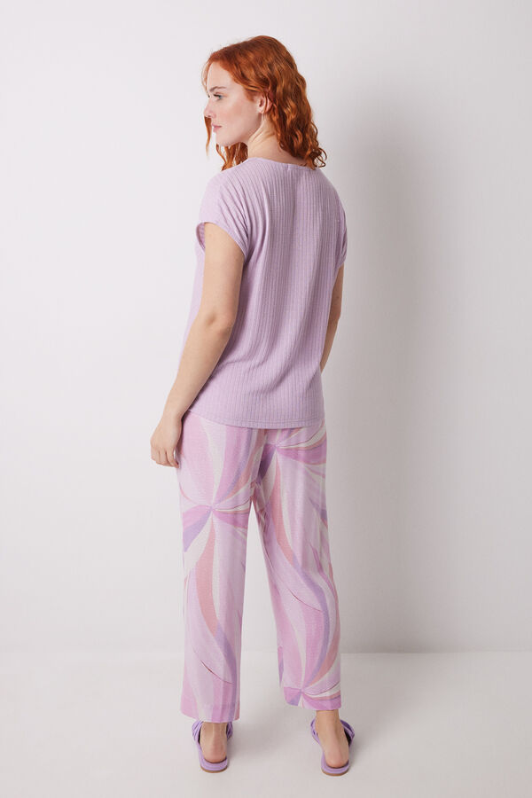 Women'secret Pijama Capri estampado geom&eacute;trico lila  morado/lila