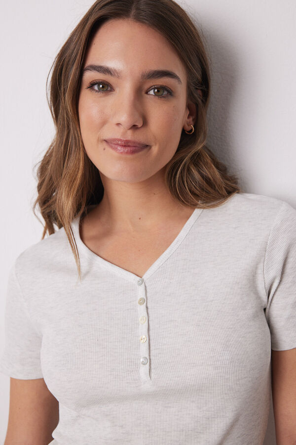 Women'secret Camiseta manga corta canal&eacute; gris gris