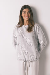 Women'secret Pijama largo polar suave estampado "Hedwig" marfil